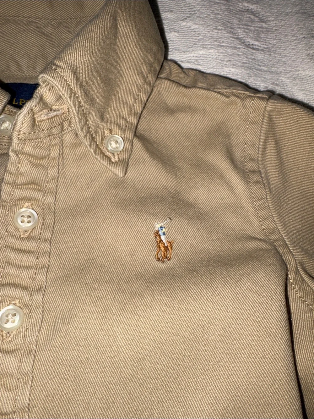 Ralph Lauren Girls Beige Button-Front Flared Shirt Dress *No Belt* EUC 2T